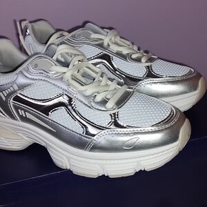 Steve Madden Silver and White Sneakers